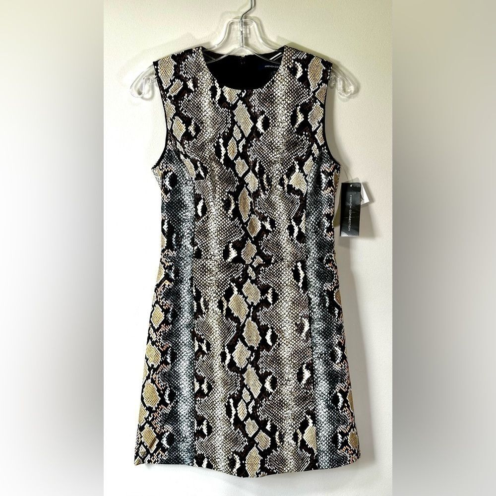 French Connection Women's Adila Faux Snake Skin Pattern Mini Dress
